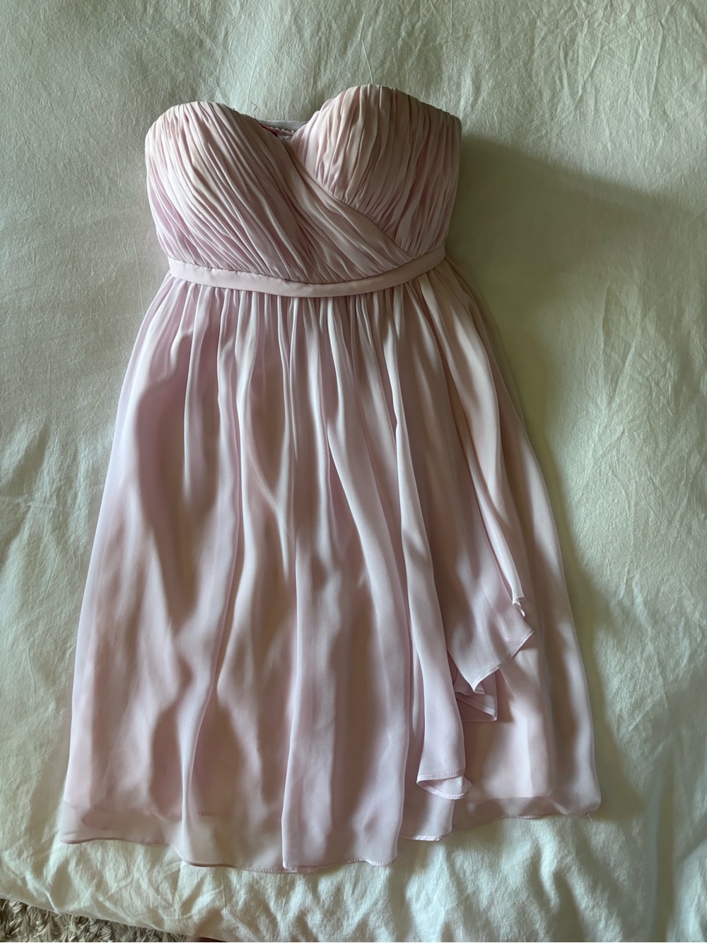 Donna Morgan Strapless Pleated Chiffon Dress - Blush Pink